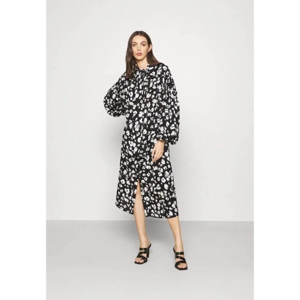 Ted Baker London Black & White Midi Shirt Dress size 1